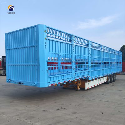 Semi-remorque haute clôture à 3 essieux 20-50T pour le bétail de vache de Wosheng