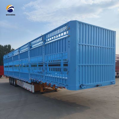 Semi-remorque haute clôture à 3 essieux 20-50T pour le bétail de vache de Wosheng