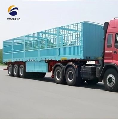 Semi-remorque haute clôture à 3 essieux 20-50T pour le bétail de vache de Wosheng