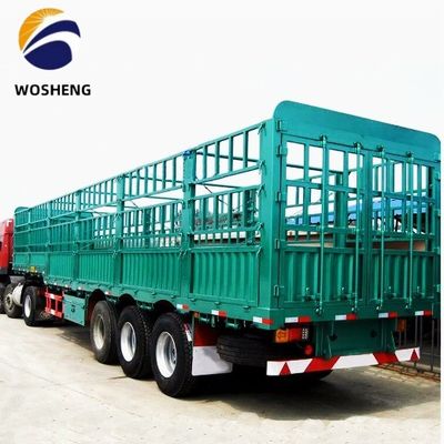 Semi-remorque haute clôture à 3 essieux 20-50T pour le bétail de vache de Wosheng