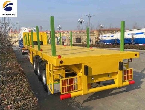 Plateforme de transport de bois de forage à trois essieux semi-remorque à planche de bois