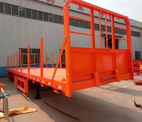 Plateforme de transport de bois de forage à trois essieux semi-remorque à planche de bois