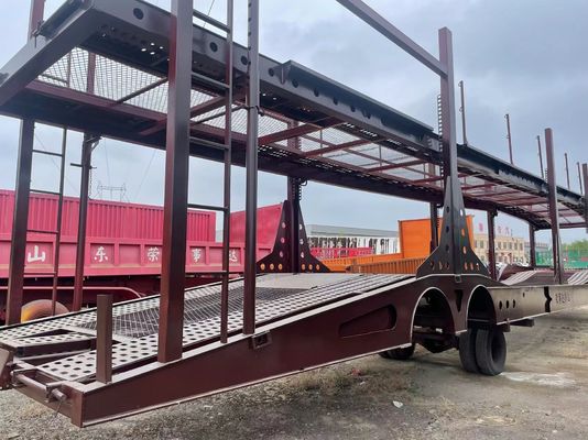 Partie chaude 2 essieux 3 essieux Double pont Voiture de transport Semi-remorque 16690 x 2700 x 3000mm