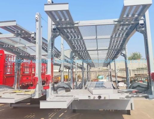 Partie chaude 2 essieux 3 essieux Double pont Voiture de transport Semi-remorque 16690 x 2700 x 3000mm