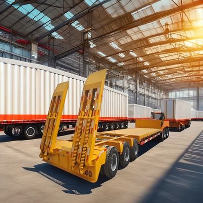 Chargeur à semitrailer à plat en acier personnalisable pour le transport d'équipements lourds