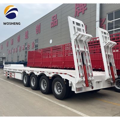 Leaf Spring 3 Axle Hydraulique Extensible Lowboy Chargeur Semi-remorque basse pour des charges lourdes