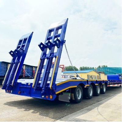 Leaf Spring 3 Axle Hydraulique Extensible Lowboy Chargeur Semi-remorque basse pour des charges lourdes