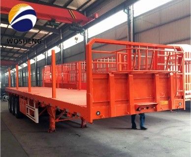 Q345b Faisceau principal à 3 essieux, camion à lit plat, semi-remorque adaptée à des conteneurs de 20 à 40 pieds