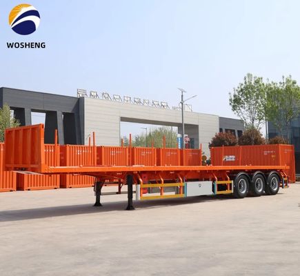Q345b Faisceau principal à 3 essieux, camion à lit plat, semi-remorque adaptée à des conteneurs de 20 à 40 pieds