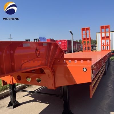 9.0-22.5 Rim 3 Axle 60T Lowbed Truck Semi-remorque pour les équipements lourds