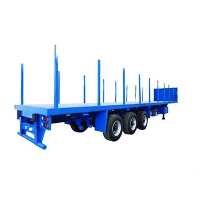 Q345b Faisceau principal 3 essieux 20 pieds 40 pieds Container de transport 60-100 tonnes Lit plat Lit plat camion semi-remorque