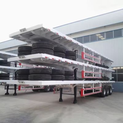 Semi-remorque à plat avec une capacité de 20 à 80 tonnes dans les 2/3/4 des essieux de 14M pour une remorque de 40 pieds