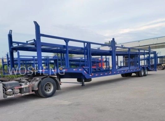Trailers de camions Wosheng 2 essieux Trailers de véhicules de transport de véhicules à deux étages Semi-remorques de transport de véhicules