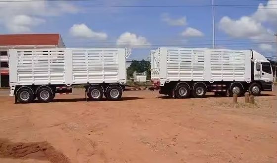 40-100 tonnes de matériel d'acier à barre de traction Clôture à remorque pleine avec système de suspension mécanique
