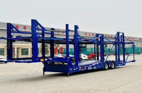 Wosheng 2 axes remorque de véhicule de transport de véhicule à double pont semi-remorque de transport de véhicule pour durable